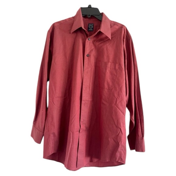Joseph & Feiss Men’s Cranberry Red Button Up Light Dress Shirt-Size 16 32/33 - Picture 1 of 5
